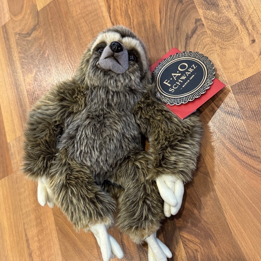 FAO Schwarz Sloth Plush - Brown and Cream